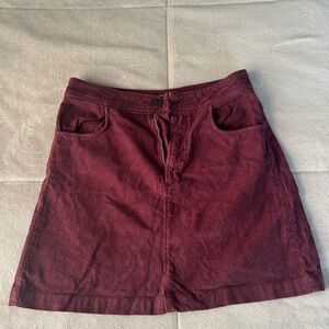 Zara Maroon Corduroy Skirt